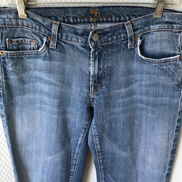 7FOR  ALL MANKIND JEANS SIZE 30 MADE IN USA BOOT CUT STRETCH EUC - Picture 2 of 5